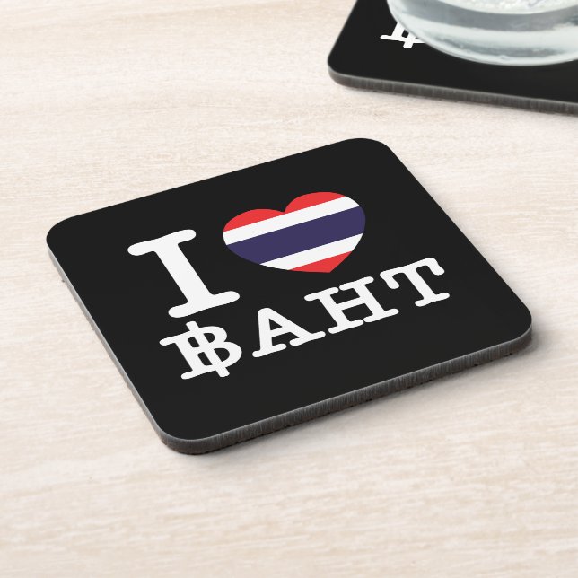 I Herz (Liebe) Baht Untersetzer (Linke Seite)