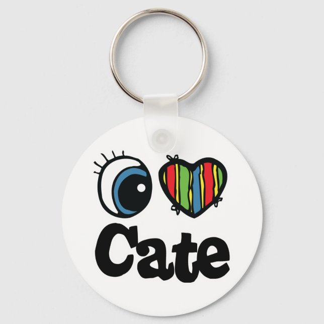 I Herz (Liebe) Cate Schlüsselanhänger (Vorderseite)