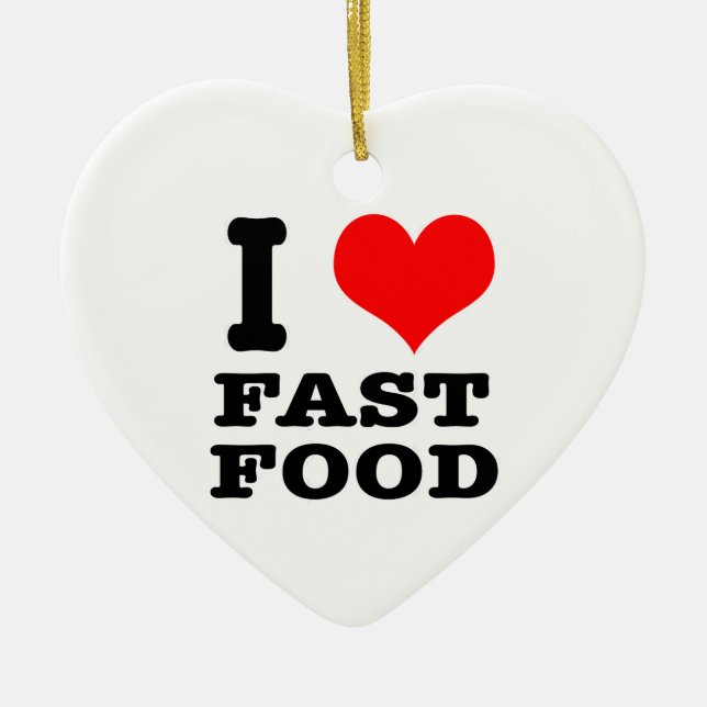 I HERZ (LIEBE) Fast Food Keramik Ornament (Vorne)