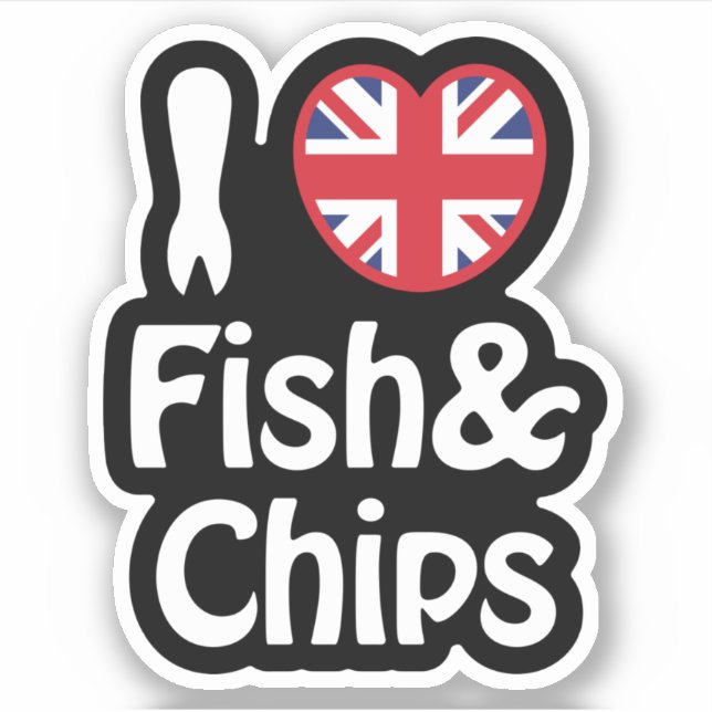 I Herz [Liebe] Fisch & Chips Sticker (Vorderseite)