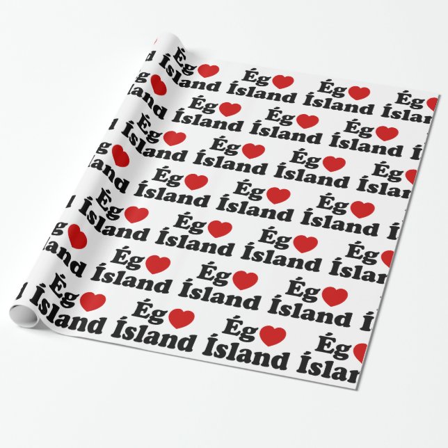 I Herz (Liebe) Island [Ég Elska Ísland] Island Geschenkpapier (Ungerollt)