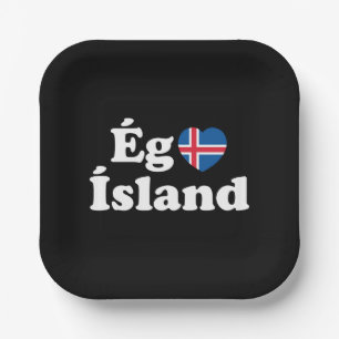 I Herz (Liebe) Island [Ég Elska Ísland] Island Pappteller