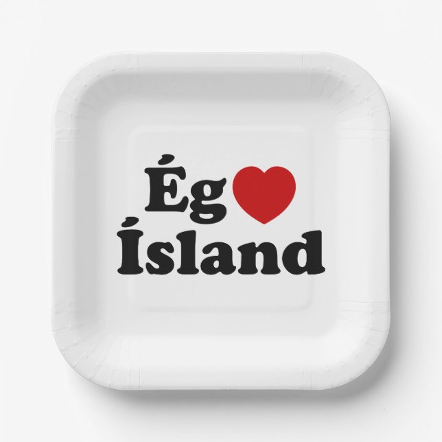 I Herz (Liebe) Island [Ég Elska Ísland] Island Pappteller (Vorderseite)