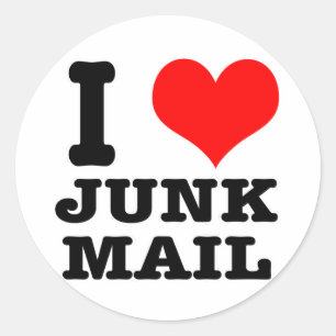 I HERZ (LIEBE) JUNK MAIL RUNDER AUFKLEBER