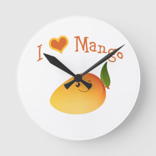 I Herz (Liebe) Mango Runde Wanduhr