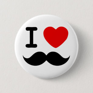I Herz / Liebe Mustaches / Mustschmerzen Button