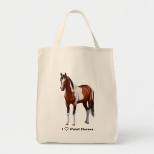 I Herz (Liebe) Paint Horses Bay Pinto Tragetasche