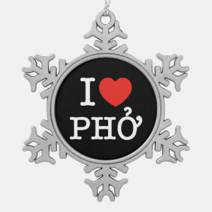 I Herz (Liebe) Pho Schneeflocken Zinn-Ornament