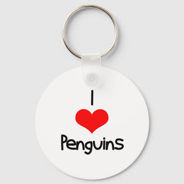 I Herz (Liebe) Pinguine Schlüsselanhänger (Vorderseite)