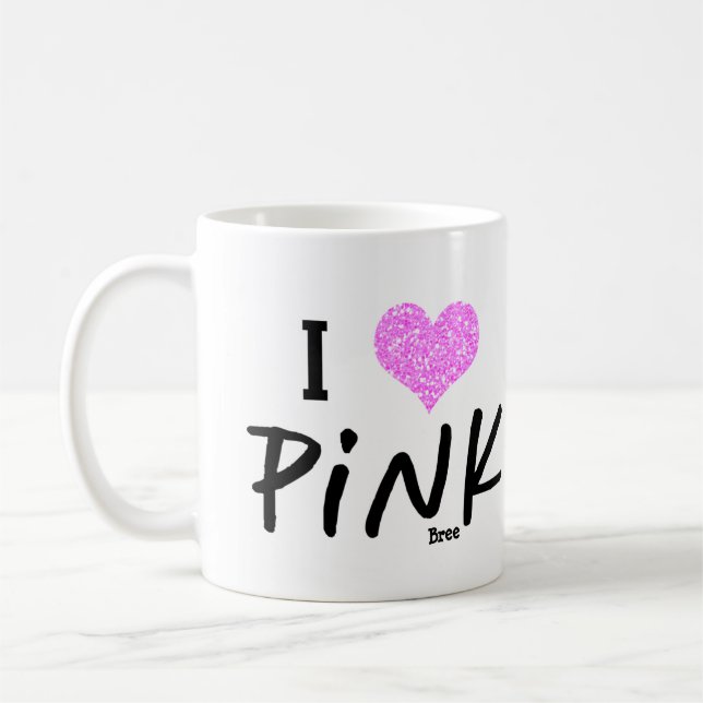 I Herz Liebe Pink Personalisiert Chic Custom Tasse (Links)