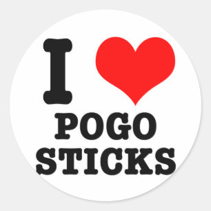I HERZ (LIEBE) POGO STICKS RUNDER AUFKLEBER