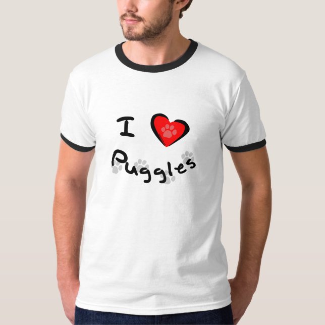 I Herz - Liebe Puggles T-Shirt (Vorderseite)