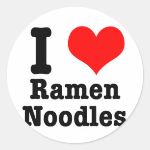 I HERZ (LIEBE) Ramen Nudeln Runder Aufkleber