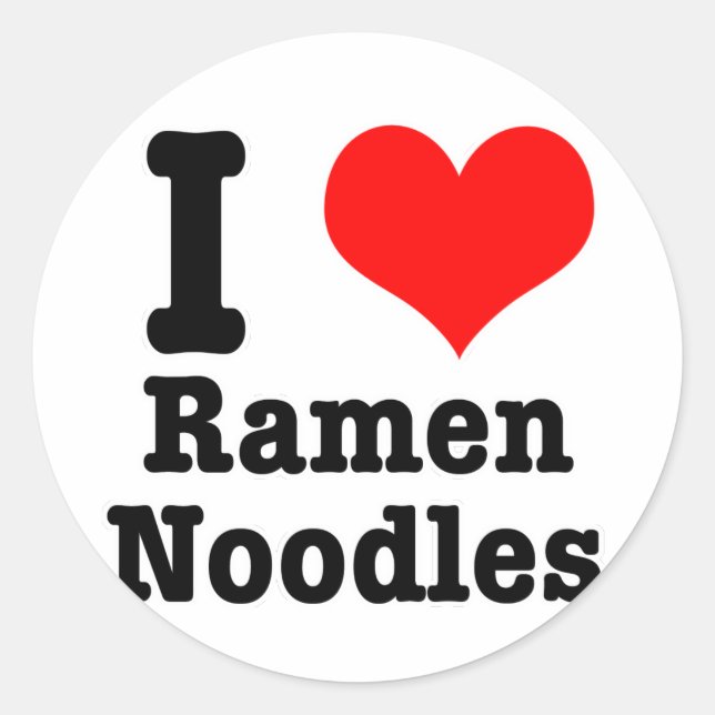 I HERZ (LIEBE) Ramen Nudeln Runder Aufkleber (Vorderseite)