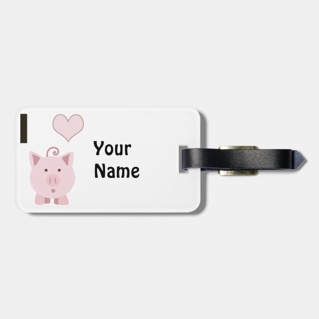 I Herz (Liebe) Rosa Schweine Gepäckanhänger (Rückseite horizontal)