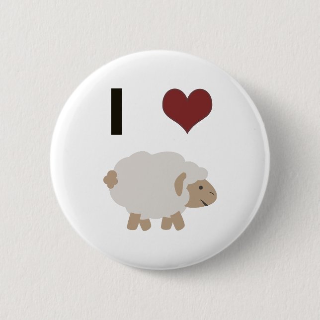 I Herz (Liebe) Schafe Button (Vorderseite)