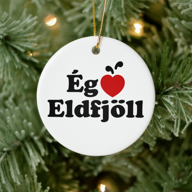 I Herz (Liebe) Vulkane [Ég Elska Eldfjöll] Keramik Ornament (Baum)