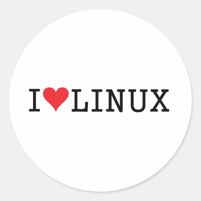 I Herz Linux 2 Runder Aufkleber (Vorderseite)