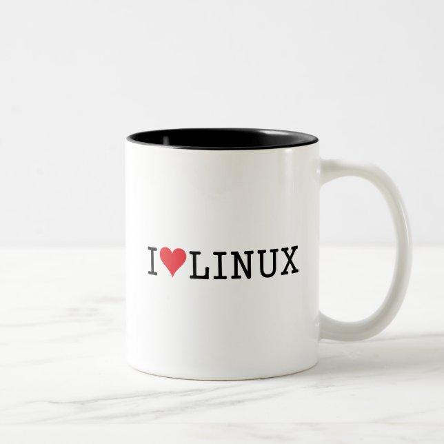 I Herz Linux 2 Zweifarbige Tasse (Rechts)