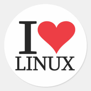 I Herz Linux Runder Aufkleber