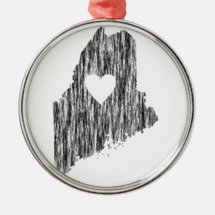 I Herz-Mainegrunge-Blick-Kontur-Staats-Liebe Ornament Aus Metall