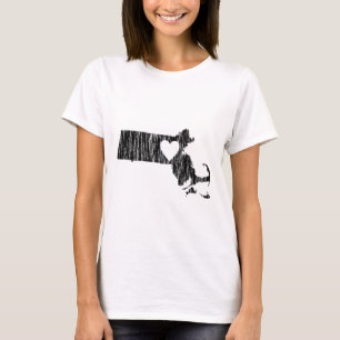 I Herz-Massachusettsgrunge-Kontur-Staats-Liebe T-Shirt