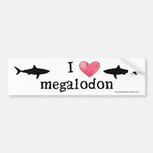 I Herz Megalodon Autoaufkleber