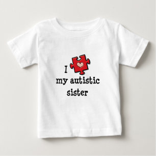 I Herz mein autistischer Schwester-Autismus-Baby-T Baby T-shirt