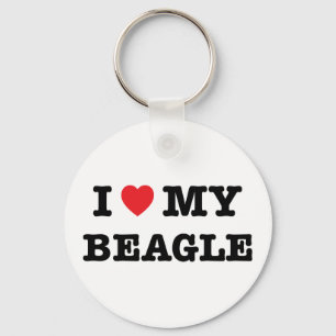 I Herz mein Beagle-Knopf-Schlüsselanhänger Schlüsselanhänger
