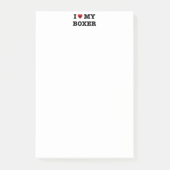 I Herz mein Boxer Post-it Klebezettel (Vorderseite)