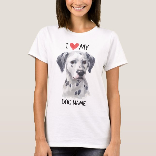 I Herz mein Dalmatiner-HundehaustierWatercolor T-Shirt (Vorderseite)