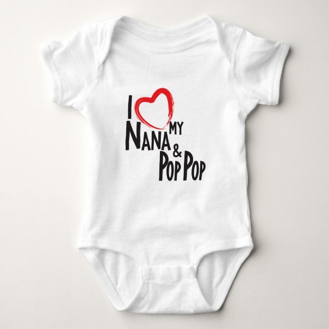 I HERZ mein Nana- und Pop-Pop, Liebe meine Baby Strampler (Vorderseite)