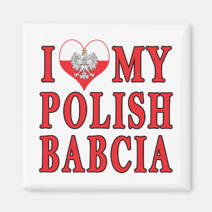 I Herz mein polnisches Babcia Magnet