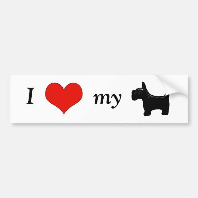 I Herz mein Scottie-Autoaufkleber Autoaufkleber (Vorne)