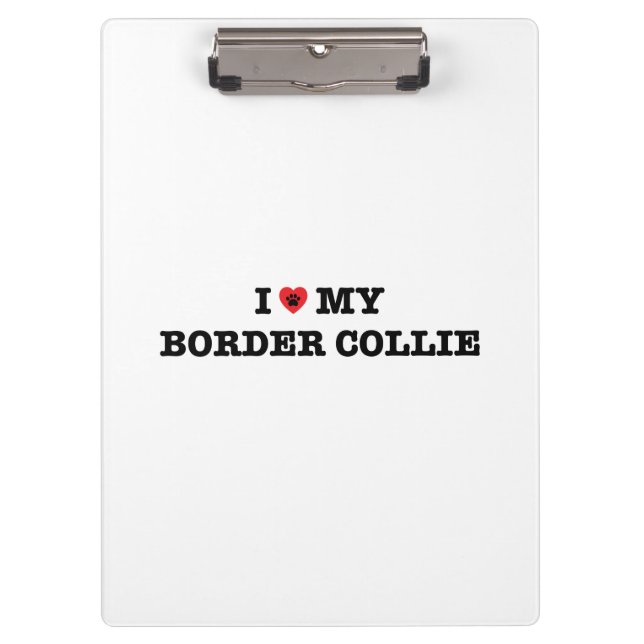 I Herz meine Border-Collie Klemmbrett (Vorderseite)