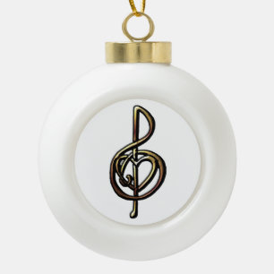 I Herz-Musikdreifacher Clef Keramik Kugel-Ornament