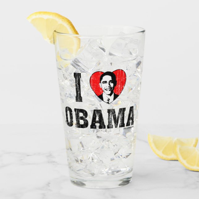 I Herz Obama Glas (Vorderseite Ice)