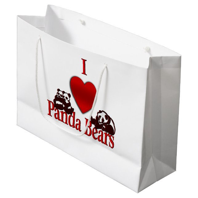 I Herz-Panda-Bären Große Geschenktüte (Vorderseite Schrägansicht)