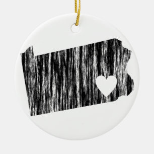 I Herz-Pennsylvaniagrunge-Kontur-Staats-Liebe Keramik Ornament