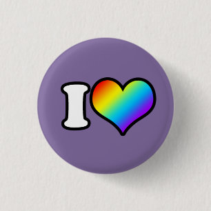 I (Herz) Regenbogen Button