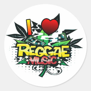 I Herz-Reggae-Musik Runder Aufkleber