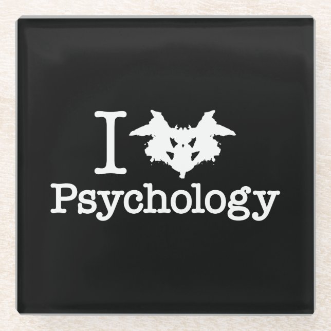I Herz (Rorschach Inkblot) Psychologie Glasuntersetzer (Vorderseite)