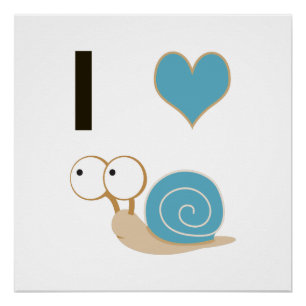 I Herz Schnecken - blau Poster