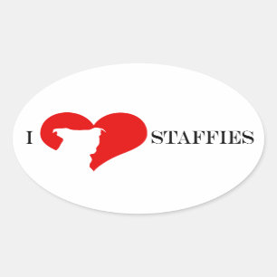 I Herz Staffies - ovale Aufkleber