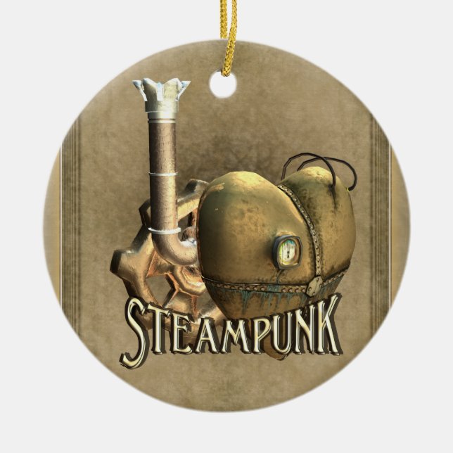 I Herz Steampunk personalisierte Verzierung Keramik Ornament (Vorne)