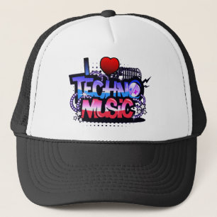 I Herz Techno Musik Truckerkappe