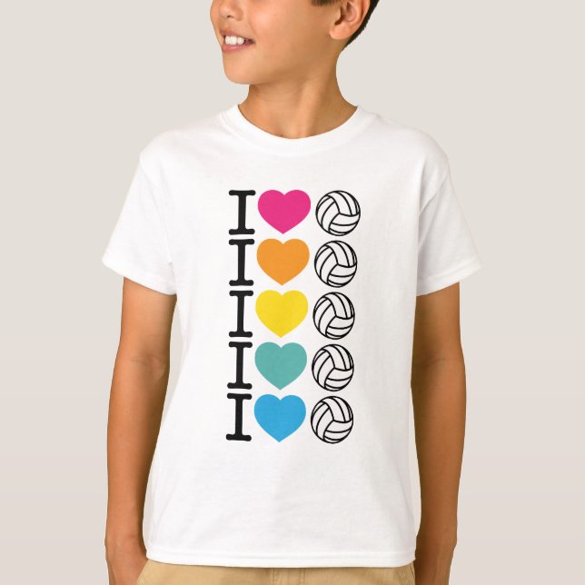 I Herz-Volleyball - Regenbogen T-Shirt (Vorderseite)