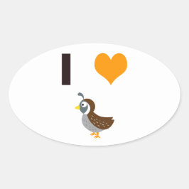 I Herz-Wachteln Ovaler Aufkleber