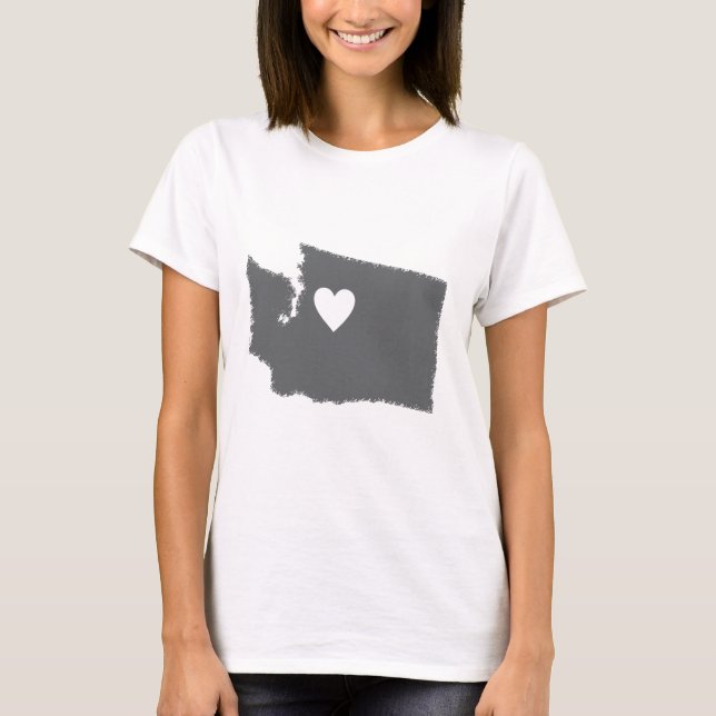 I Herz-Washingtongrunge-Blick-Kontur-Staats-Liebe T-Shirt (Vorderseite)