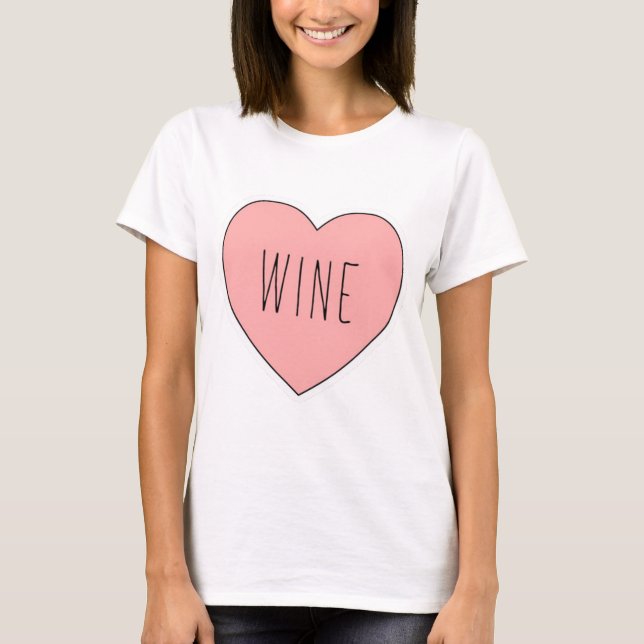 I Herz-Wein-Rosa-Spaß niedlich T-Shirt (Vorderseite)